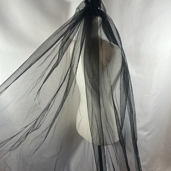Black Sparkly Wedding Bridal Long 10ft Veil - Picture 4 of 6